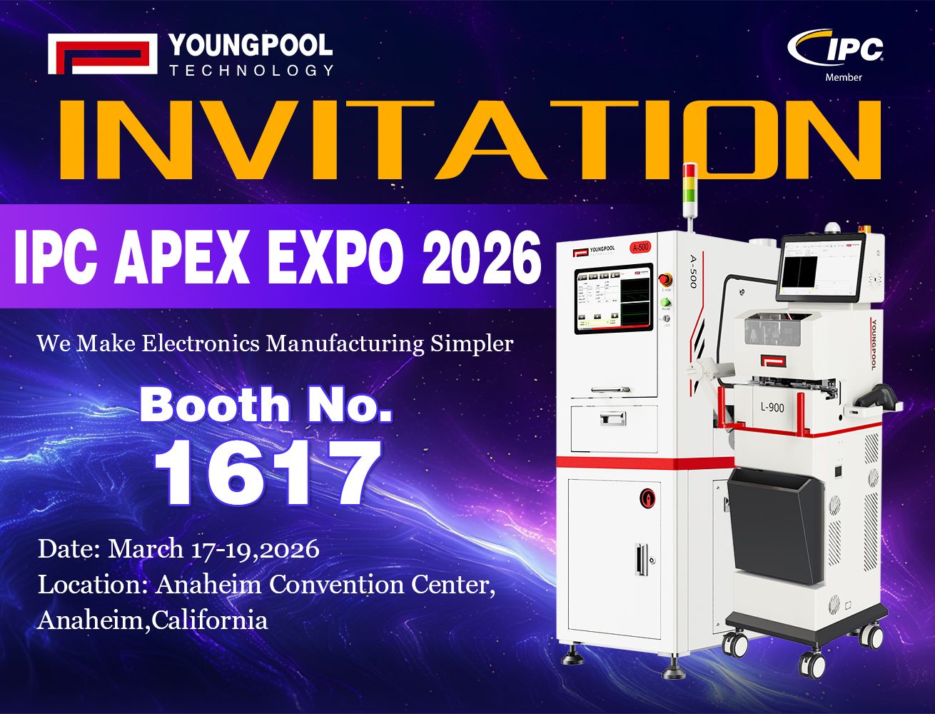 Youngpool Technology sincerely invites you to visit IPC APEX EXPO 2026 and join us in exploring the future of smart manufacturing